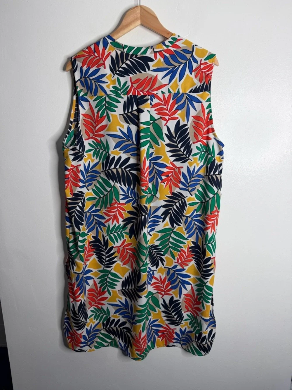 Jessica‎ London Multicolor Leave Print Sleeveless Dress 20W Side Slit Resortwear